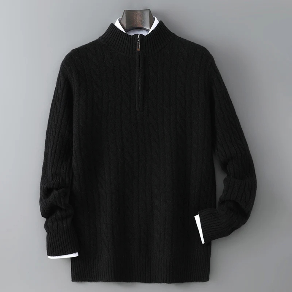 Men's Mock Neck Half Zip Sweater Warm Knit