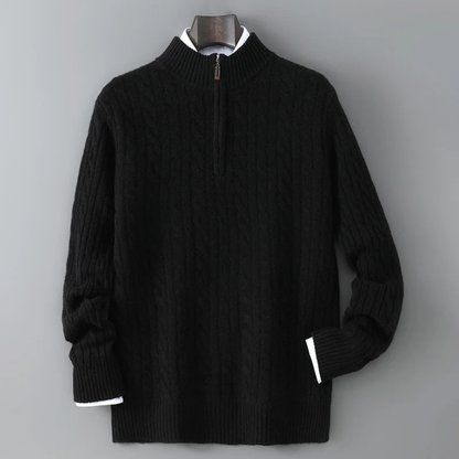 Men's Mock Neck Half Zip Sweater Warm Knit