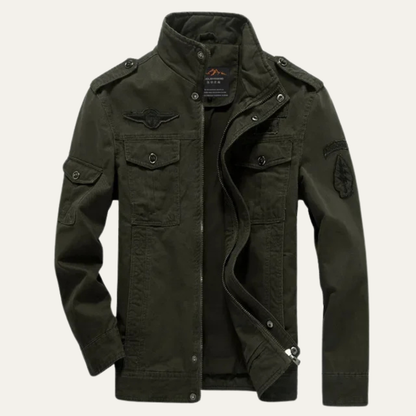 Men's Military Jacket Stand Collar Multiple Pockets