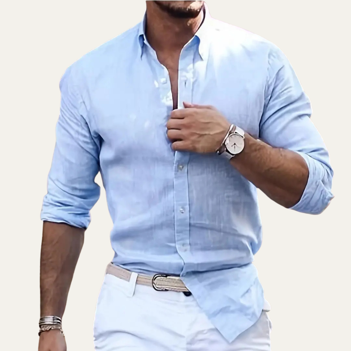 Men's Cotton Linen Button Up Beach Shirt