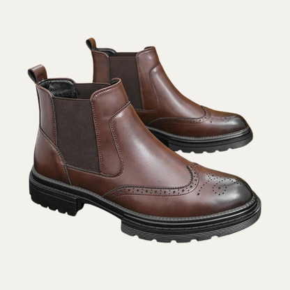 Men's Leather Chelsea Boots Anti Slip Sole Vintage Style - Vonnera