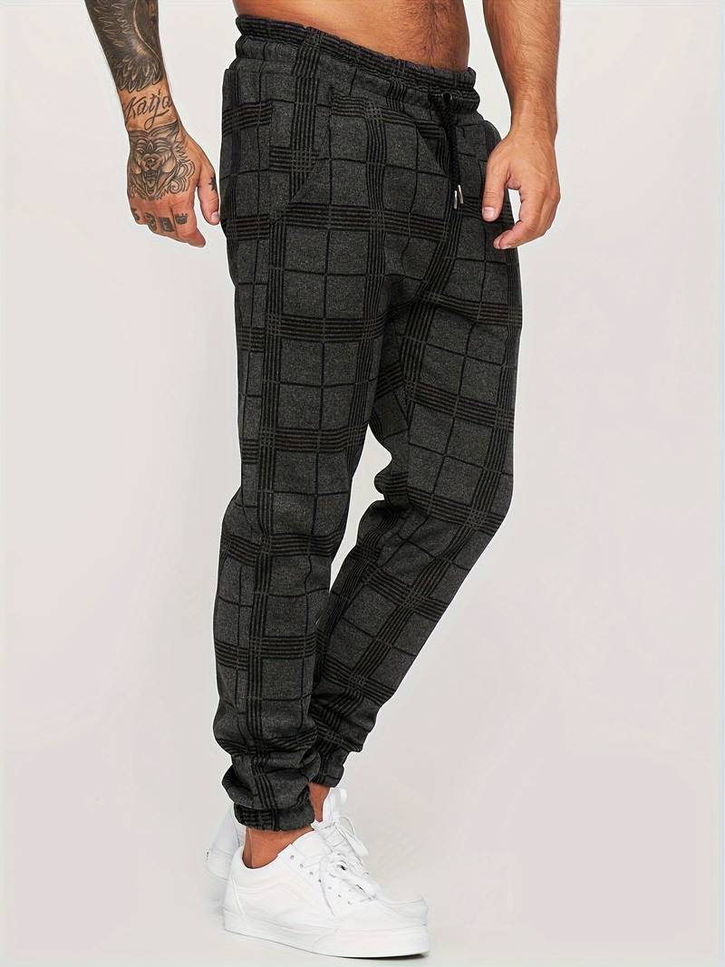 UrbanFit Men's Slim Fit Checkered Joggers