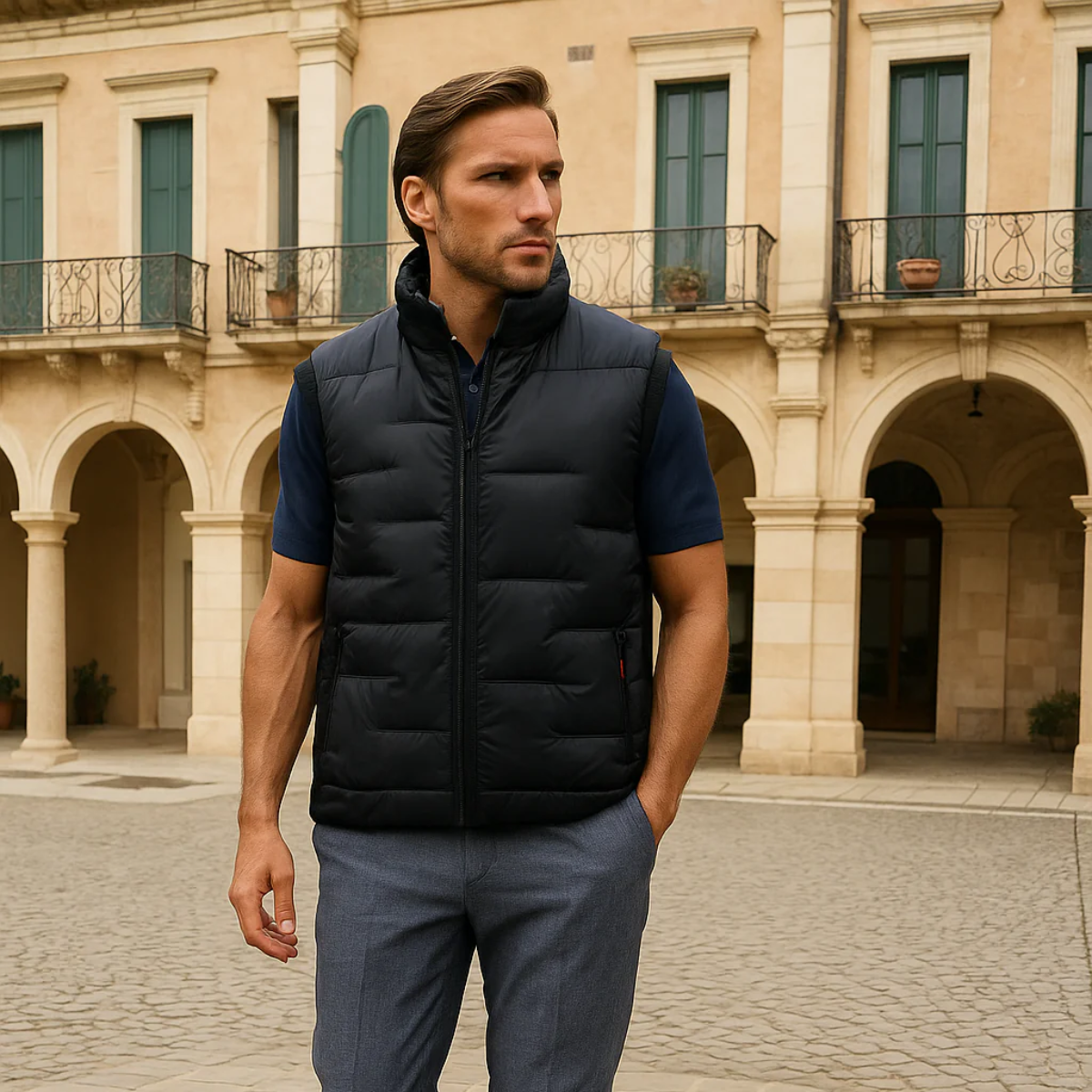Men's Black Quilted Puffer Vest
