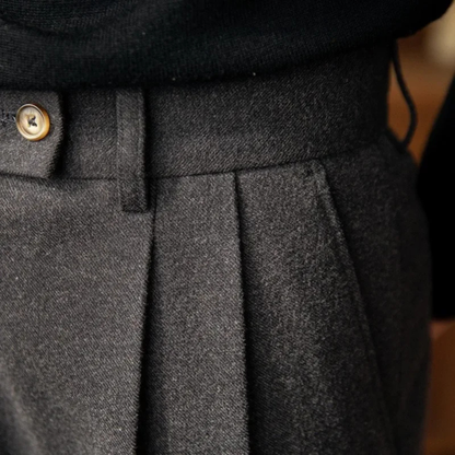Men's Wool Slim Fit Dress Pants High Waisted