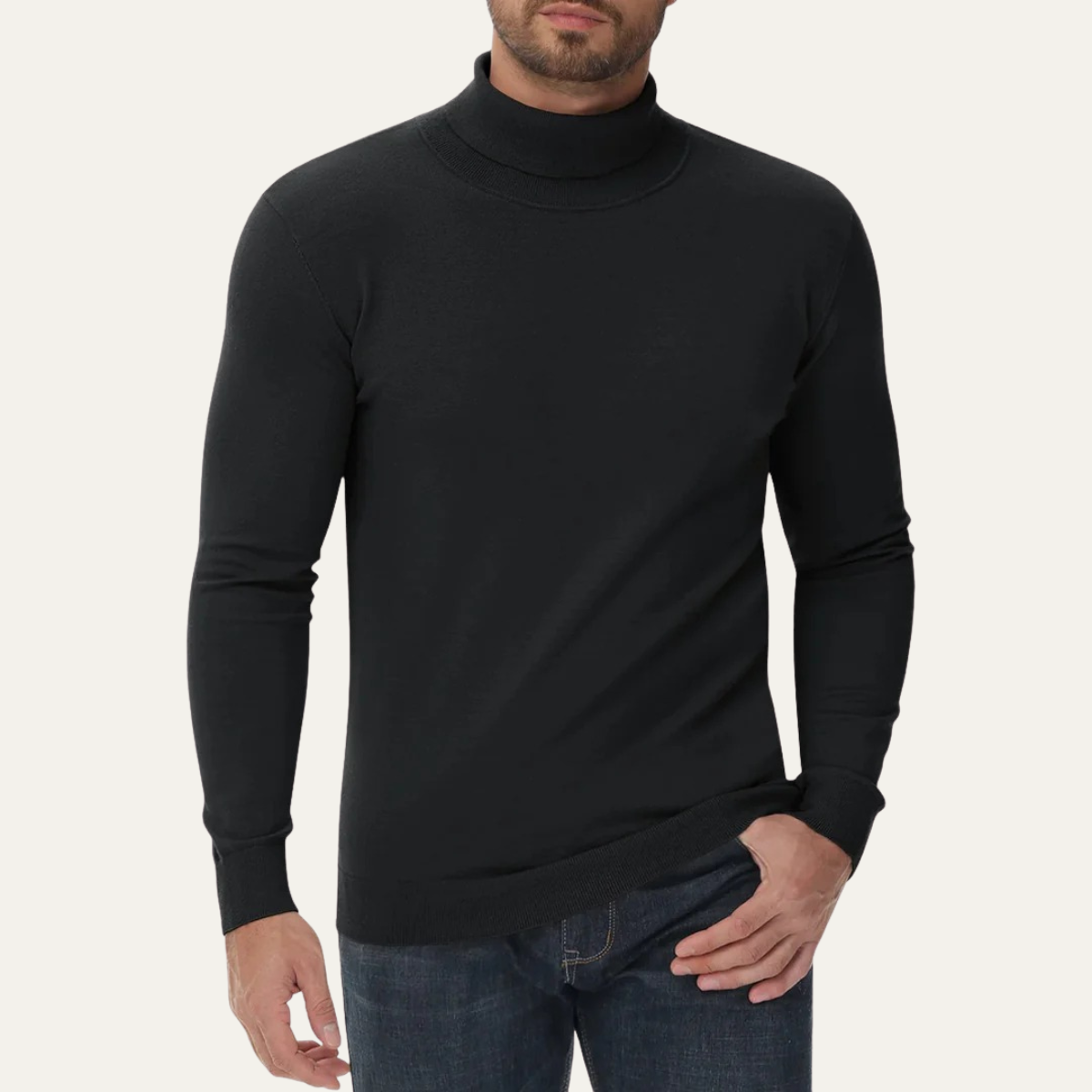Men's Cotton Turtleneck Sweater Slim Fit Classic