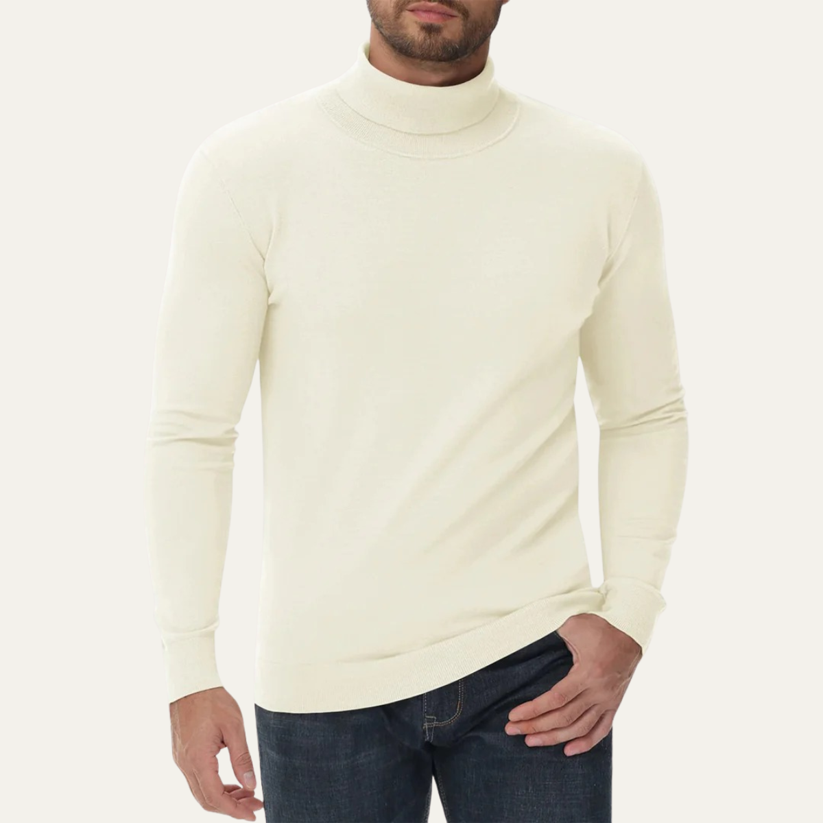 Men's Cotton Turtleneck Sweater Slim Fit Classic