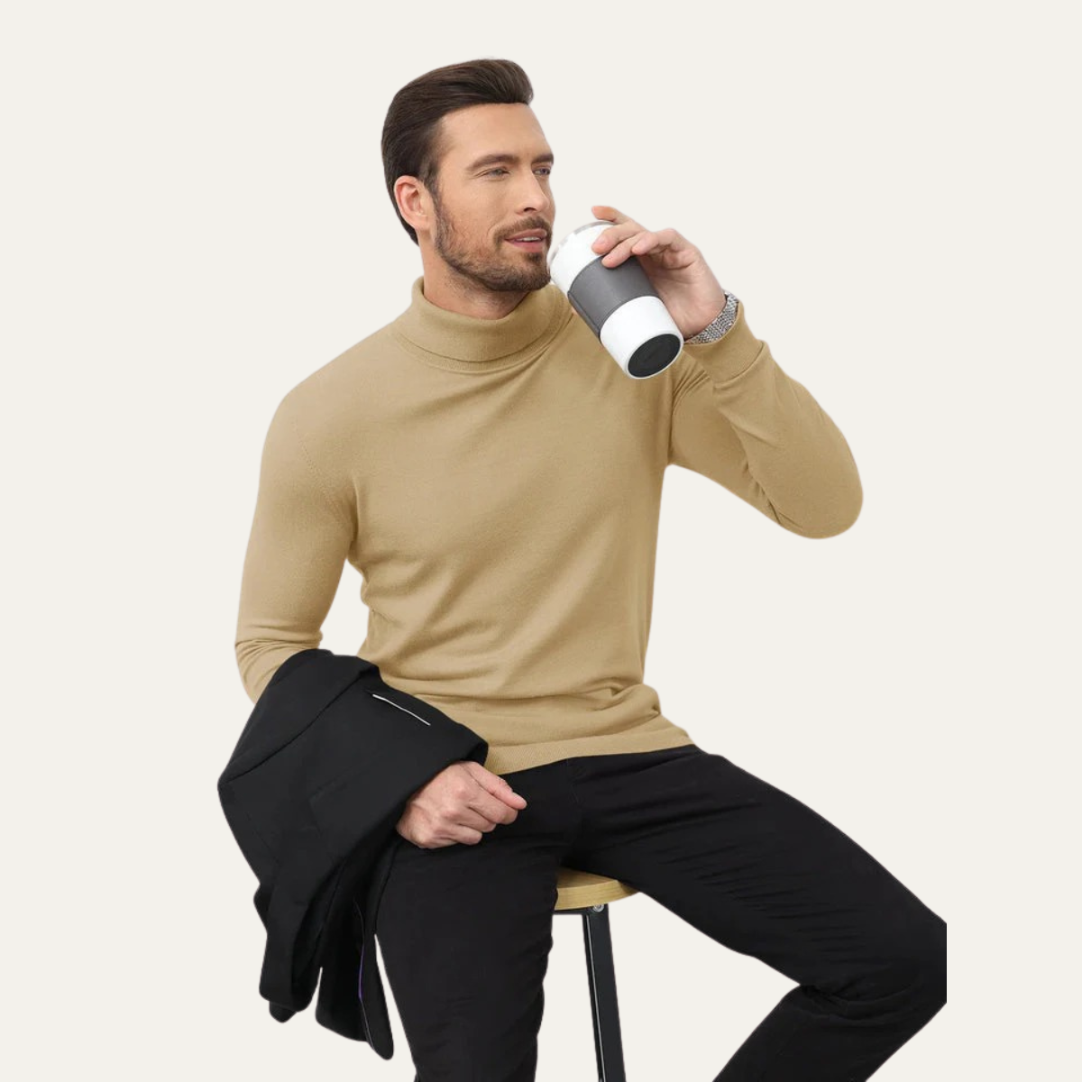 Men's Cotton Turtleneck Sweater Slim Fit Classic