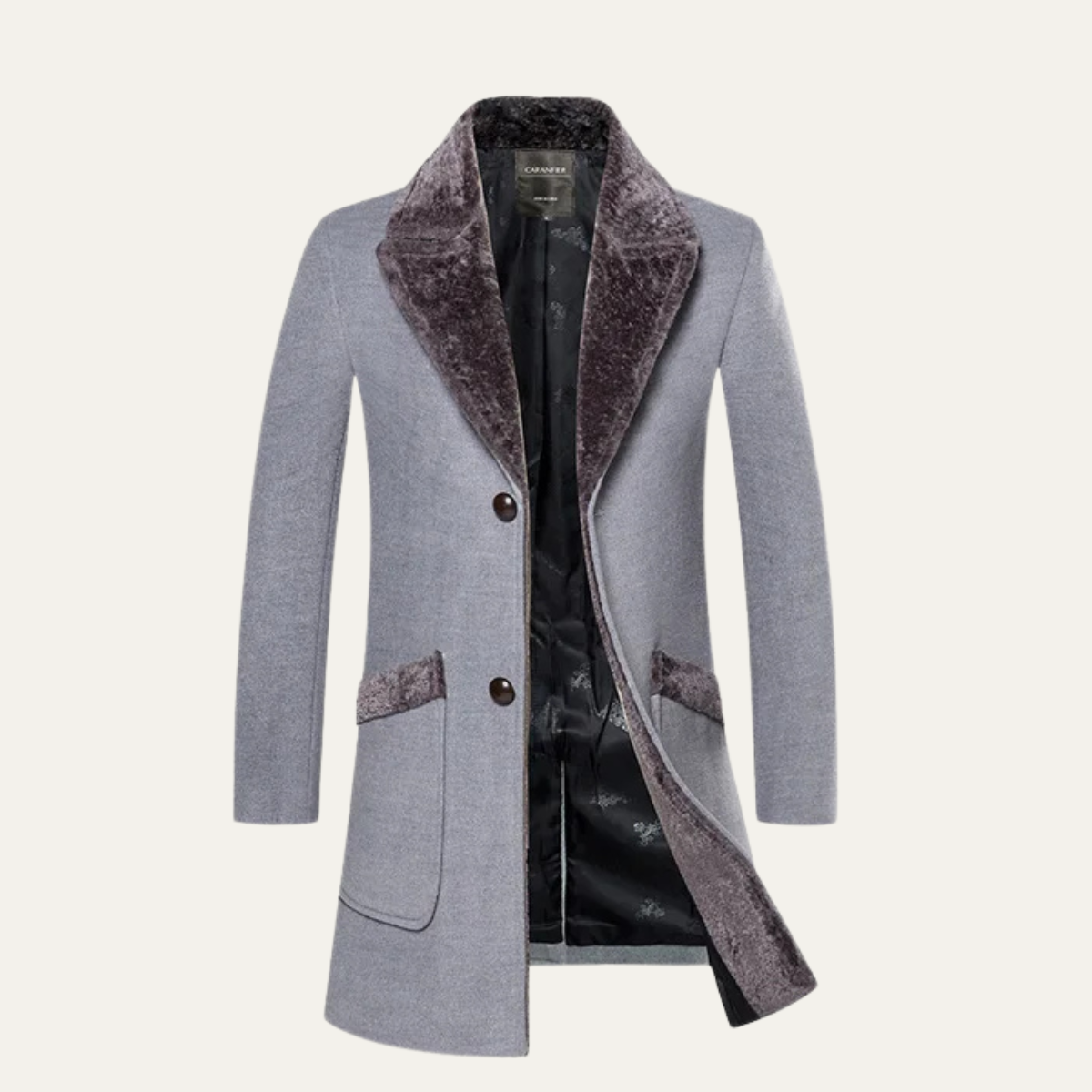 Men's Slim Fit Long Winter Jacket Fur Lapel - Vonnera
