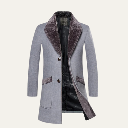 Men's Slim Fit Long Winter Jacket Fur Lapel - Vonnera