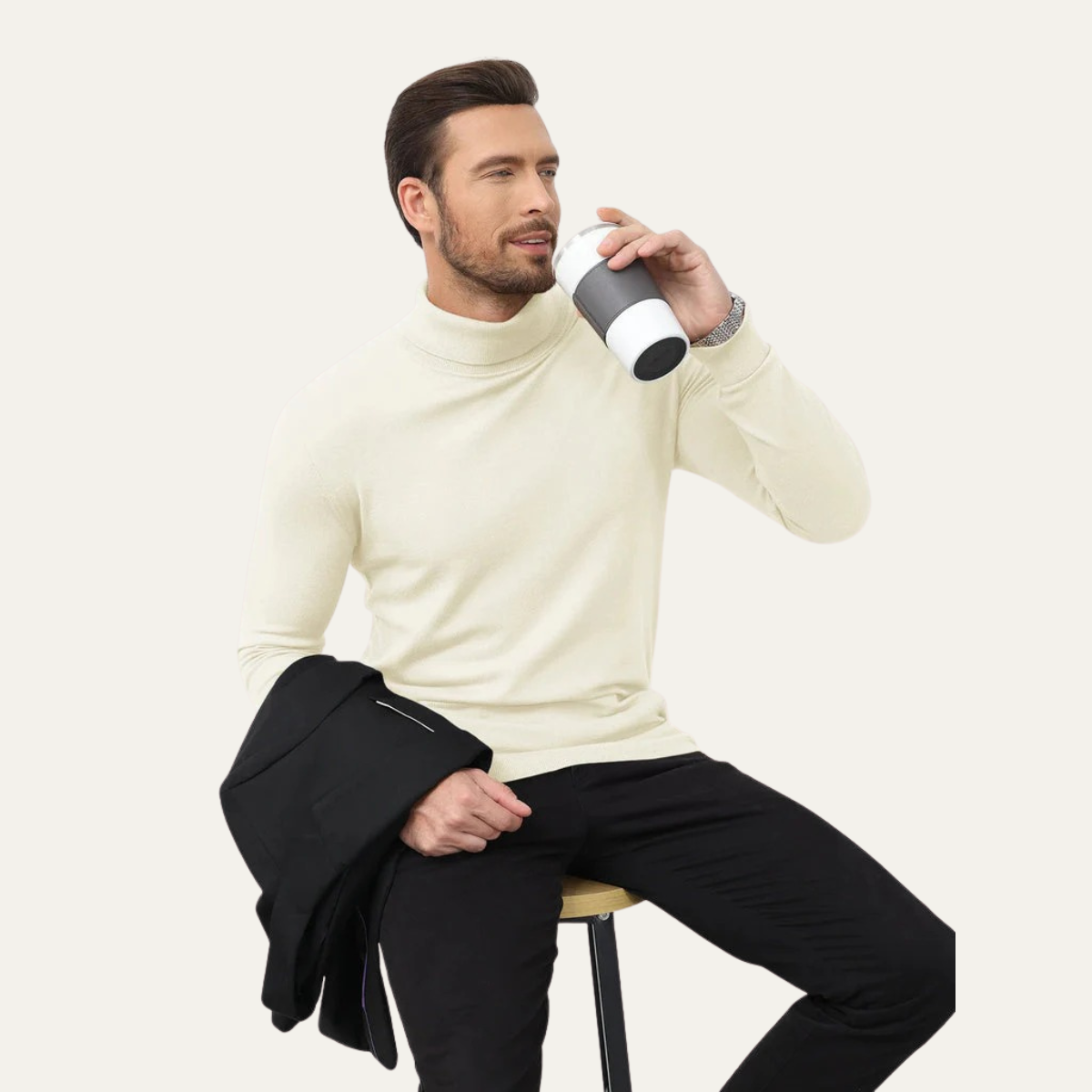 Men's Cotton Turtleneck Sweater Slim Fit Classic