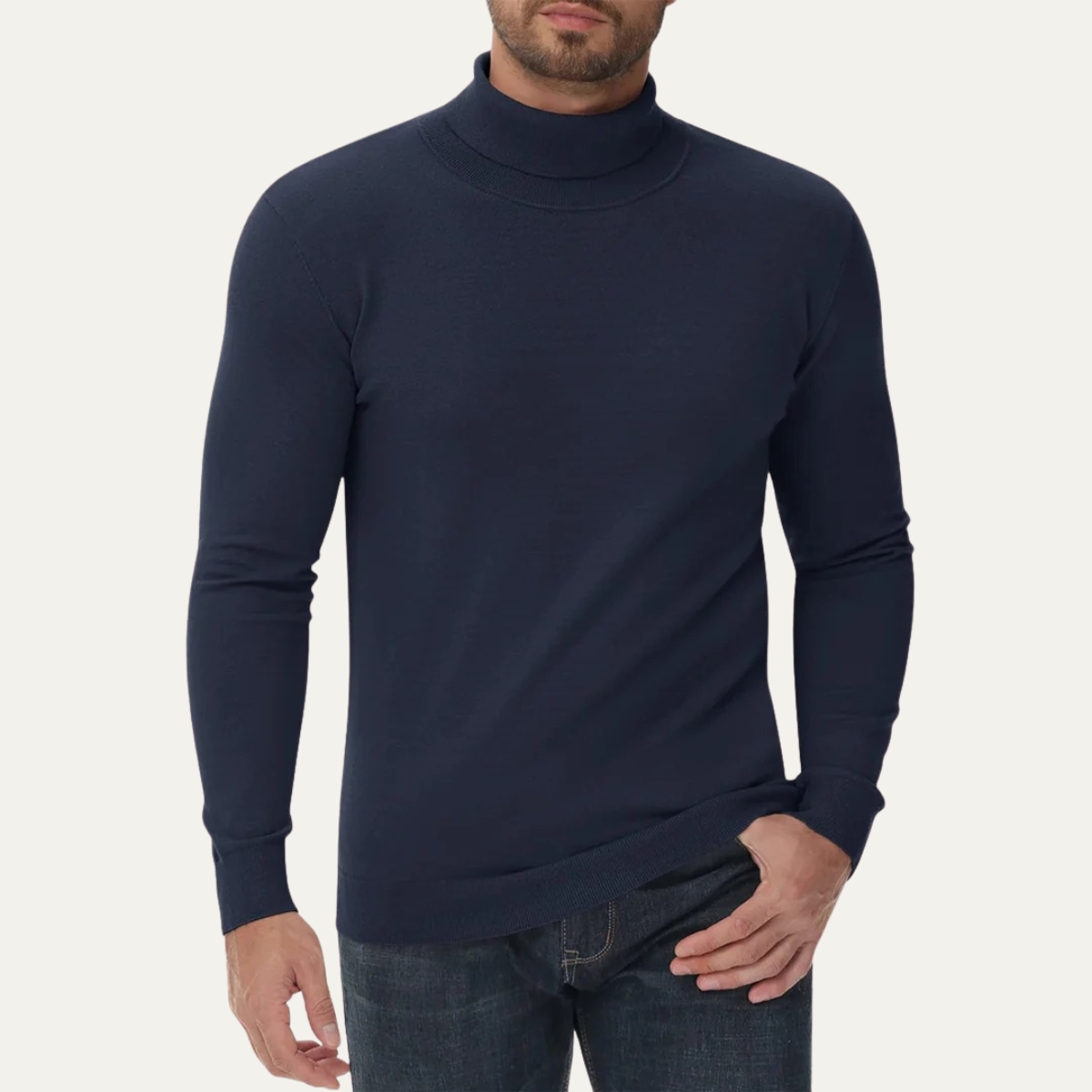 Men's Cotton Turtleneck Sweater Slim Fit Classic