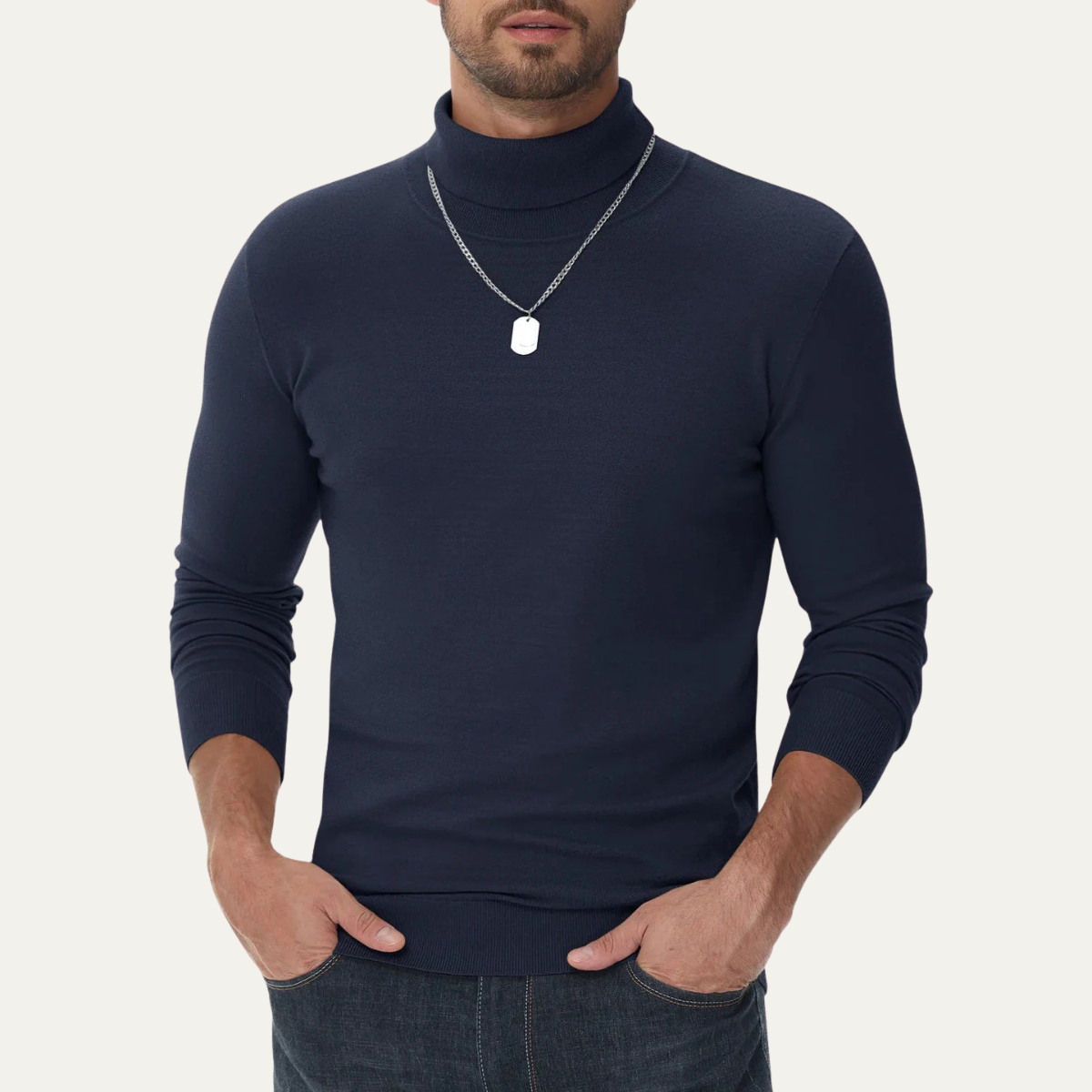 Men's Cotton Turtleneck Sweater Slim Fit Classic