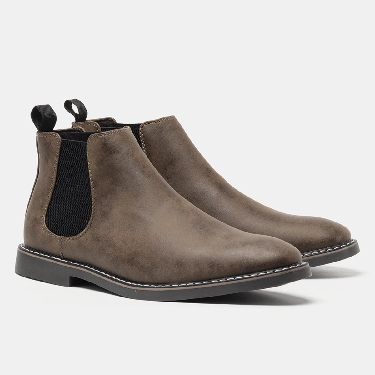 Men's Chelsea Boots Retro Slip On Ankle Leather Black