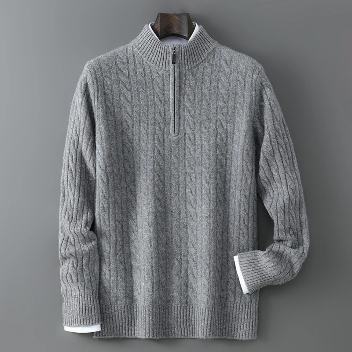 Men's Mock Neck Half Zip Sweater Warm Knit