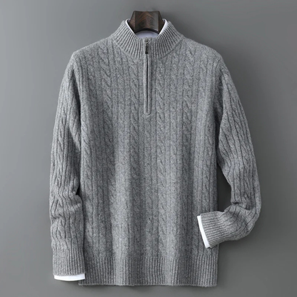 Men's Mock Neck Half Zip Sweater Warm Knit