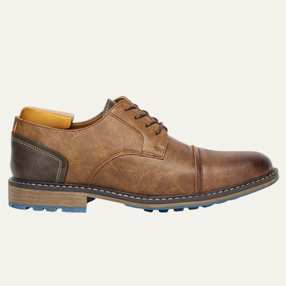 Monferrato Men's Leather Oxford Shoes Lace Up Brown