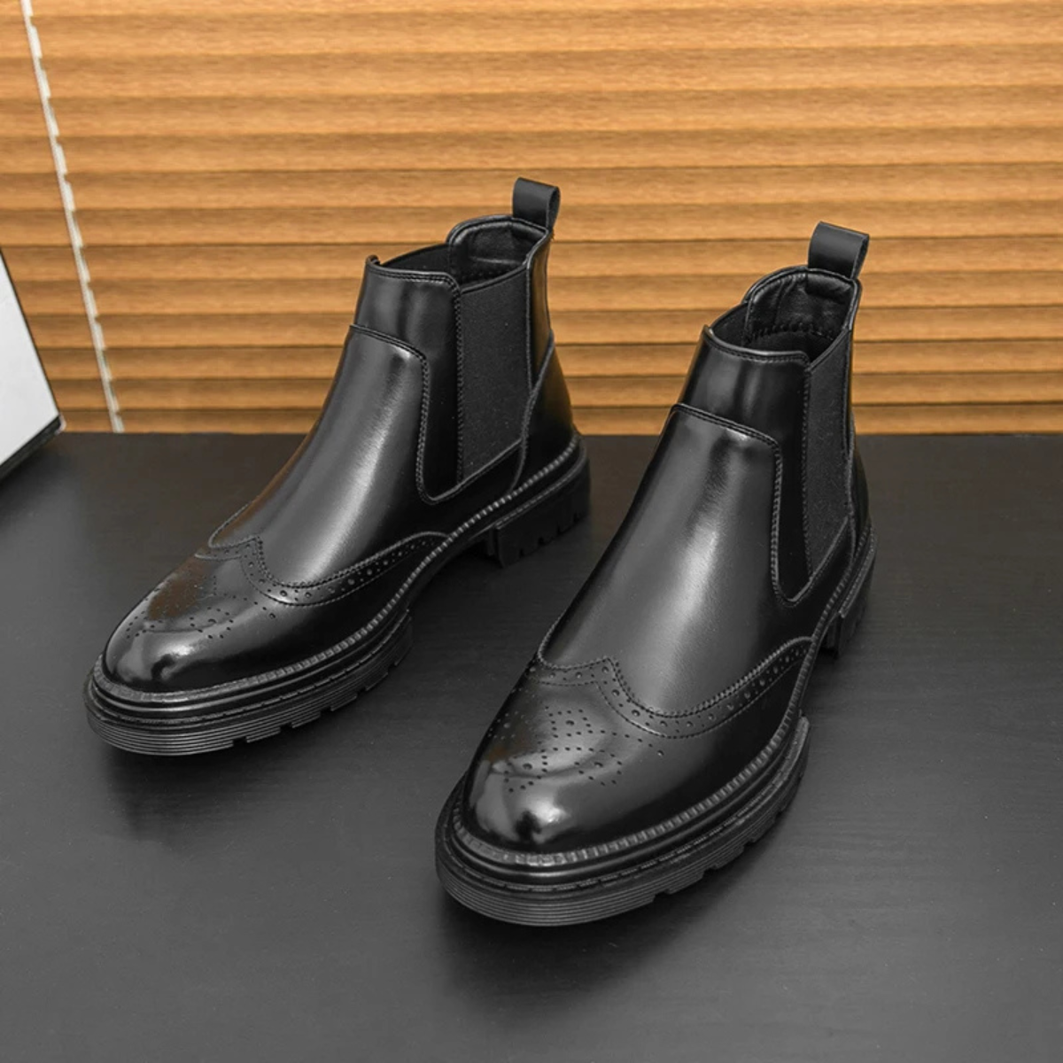 Men's Leather Chelsea Boots Anti Slip Sole Vintage Style