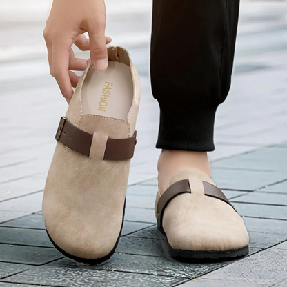 Men's Suede Slip On Moccasin Slippers Brown