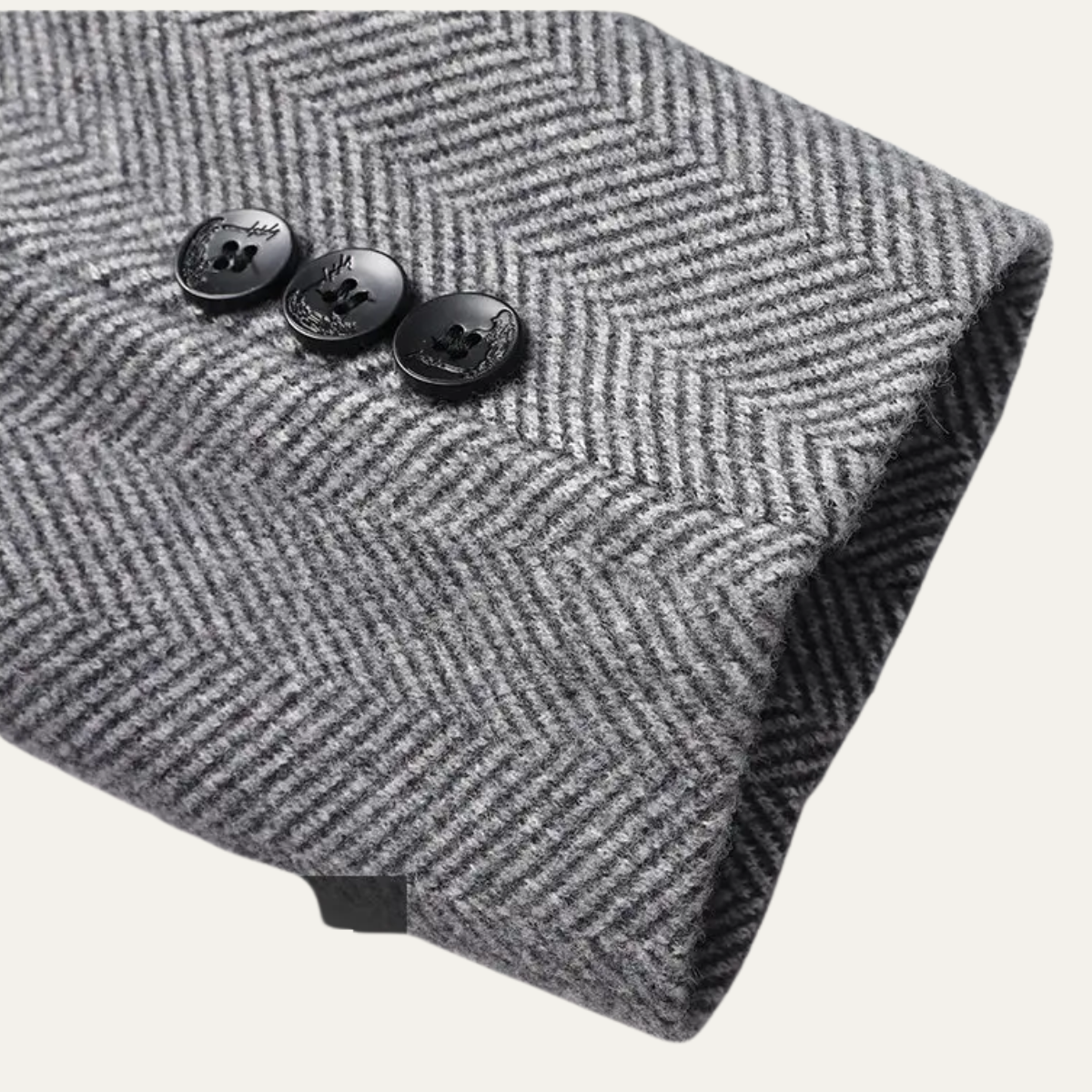Men's Herringbone Jacket Thick Warm Wool Outerwear with Pockets
