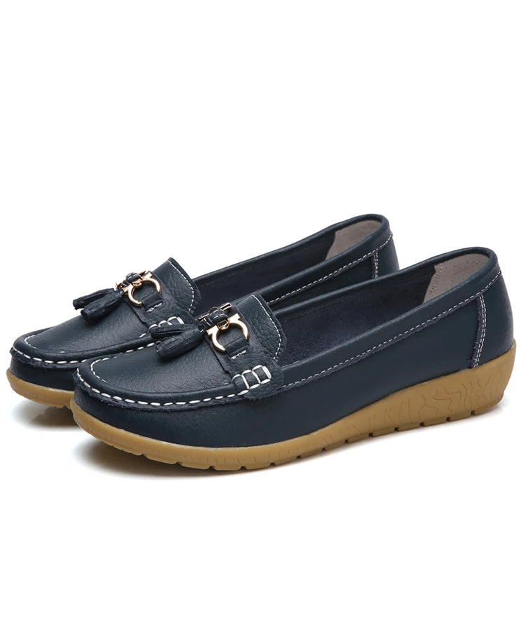 Women's Leather Cut-Out Ballerina Flats