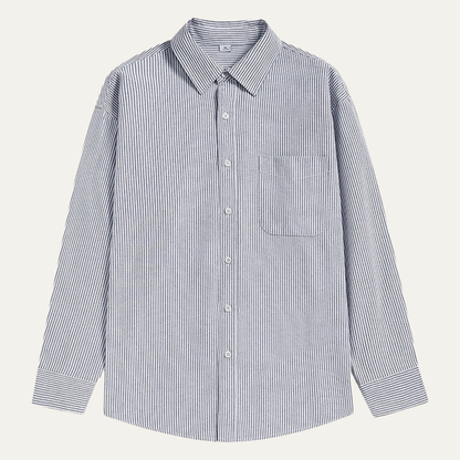 Men's Striped Classic Collar Shirt with Pocket