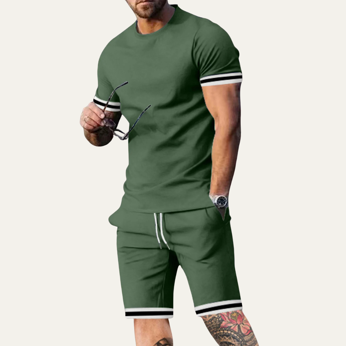 Men's Summer T Shirt And Shorts Set Cotton