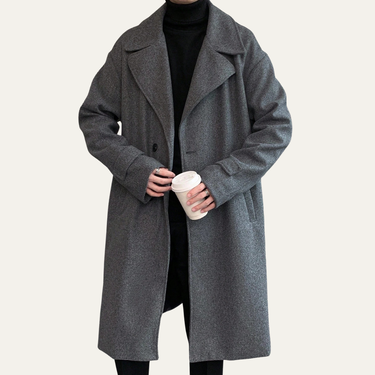 Men's Wool Wrap Coat Camel Color With Belt