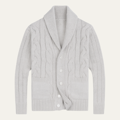 Verona Men's Cable Knit Cardigan Shawl Collar Warm - Vonnera