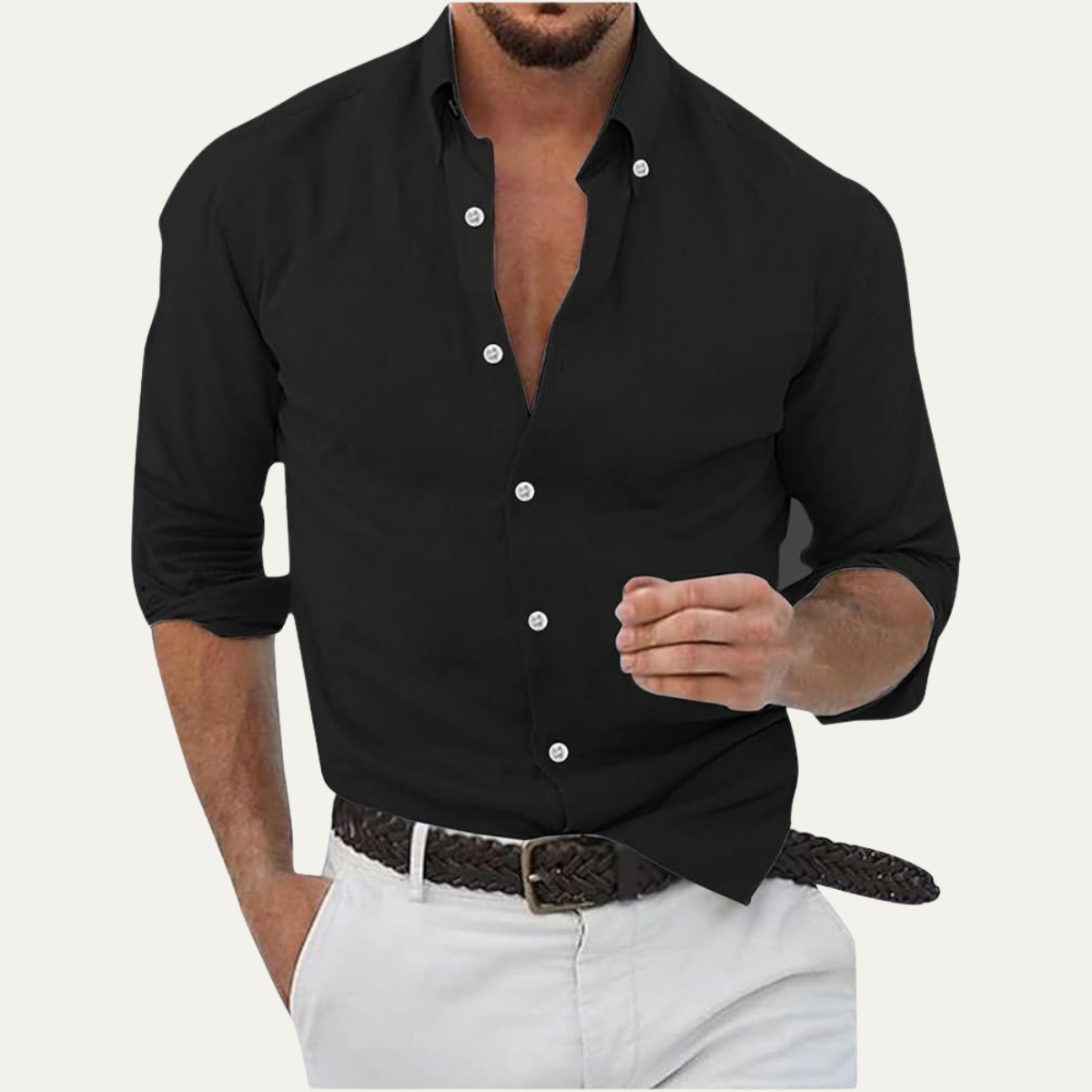 Men's Cotton Linen Button Up Beach Shirt