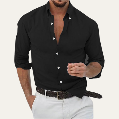 Men's Cotton Linen Button Up Beach Shirt