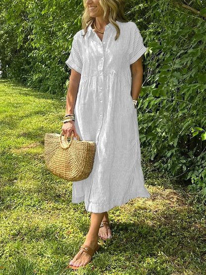 Women's Striped Button Front Dress