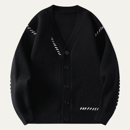 Men's V Neck Knit Sweater Casual Button Up - Vonnera