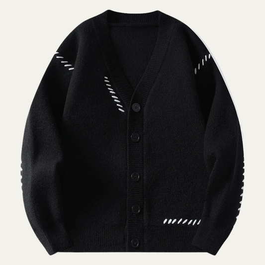 Men's V Neck Knit Sweater Casual Button Up - Vonnera