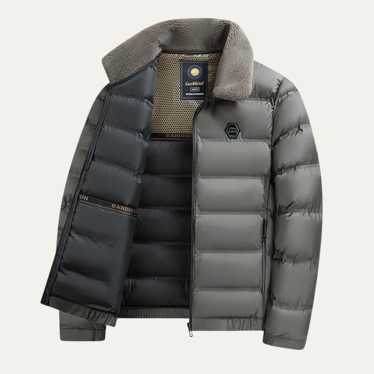 Men's Quilted Winter Jacket Warm Padded Green
