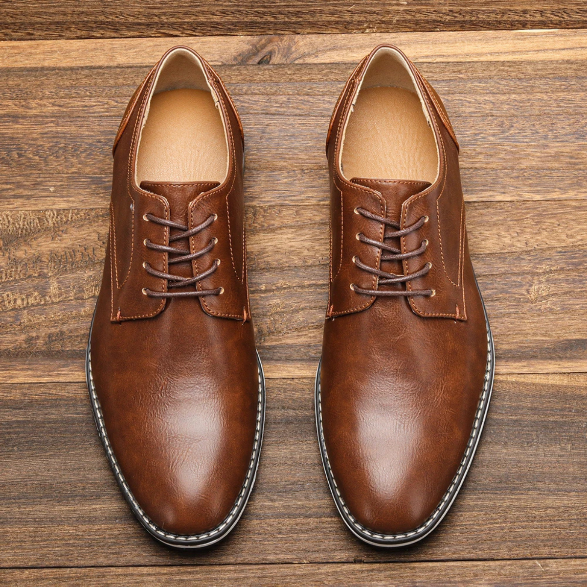 Men's Leather Oxford Dress Shoes Brown