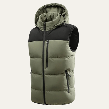 Men's Warm Puffer Gilet Hooded Zip Pockets