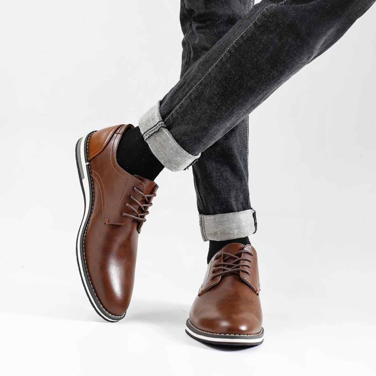 Men's Leather Oxford Dress Shoes Brown