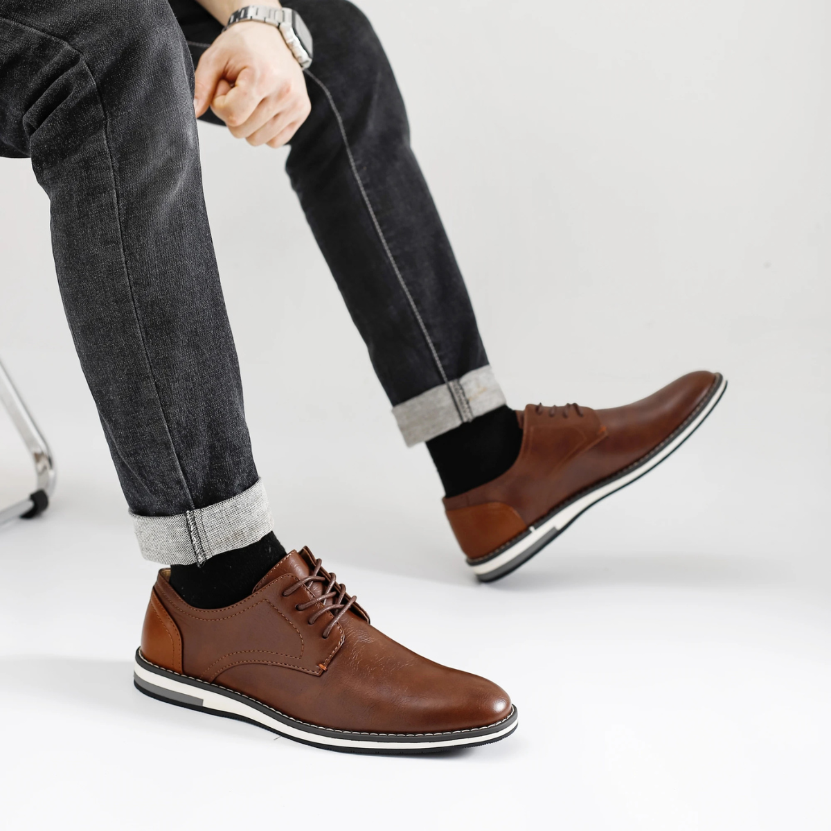 Men's Leather Oxford Dress Shoes Brown