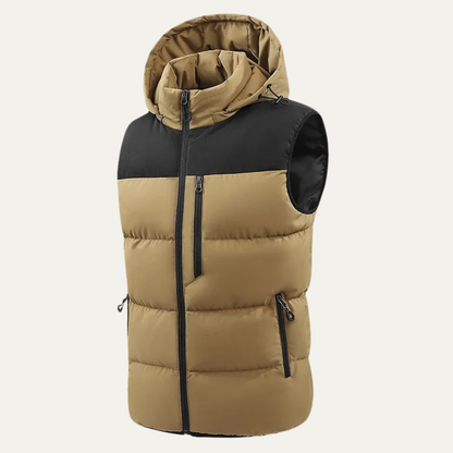 Men's Warm Puffer Gilet Hooded Zip Pockets - Vonnera