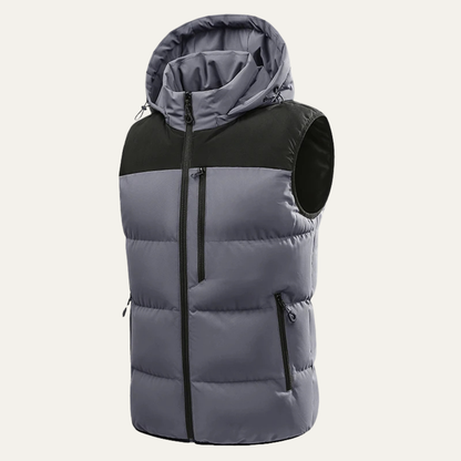 Men's Warm Puffer Gilet Hooded Zip Pockets