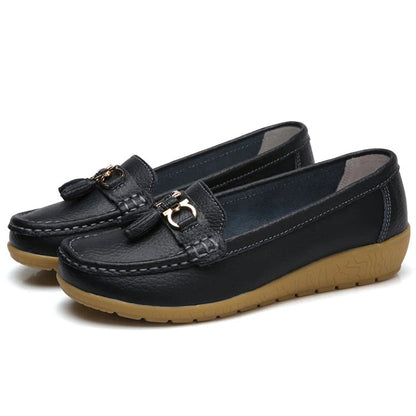 Women's Leather Cut Out Ballet Flats