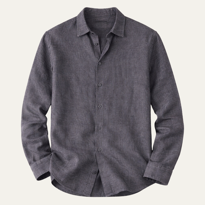 Men's Linen Button Up Shirt Loose Fit Natural - Vonnera