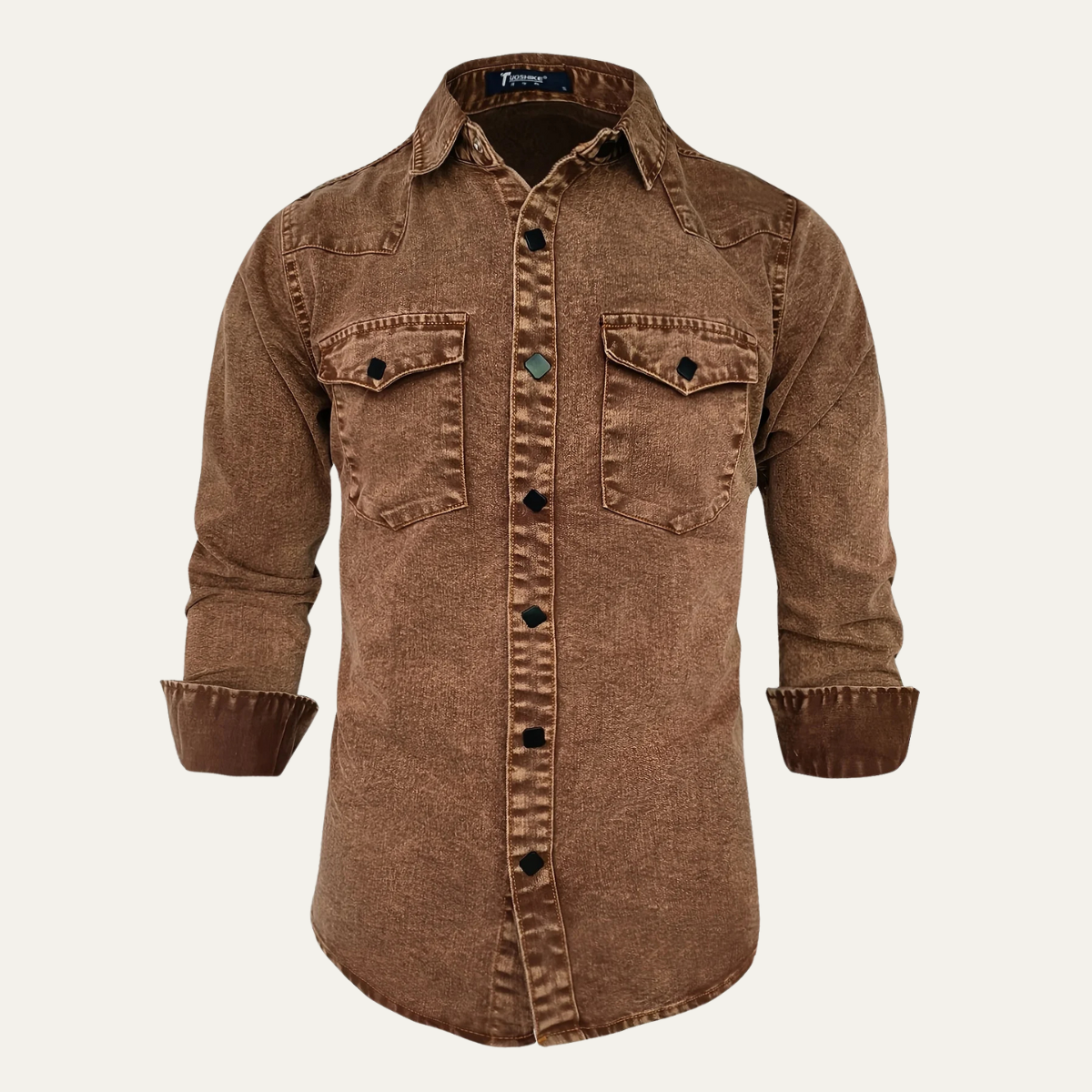 Men's Denim Work Shirt Vintage Washed Blue - Vonnera