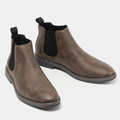 Men's Chelsea Boots Retro Slip On Ankle Leather Black