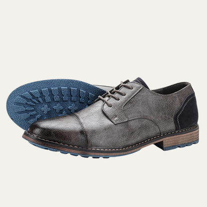 Monferrato Men's Leather Oxford Shoes Lace Up Brown