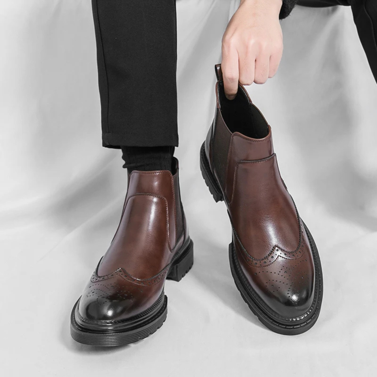 Men's Leather Chelsea Boots Anti Slip Sole Vintage Style