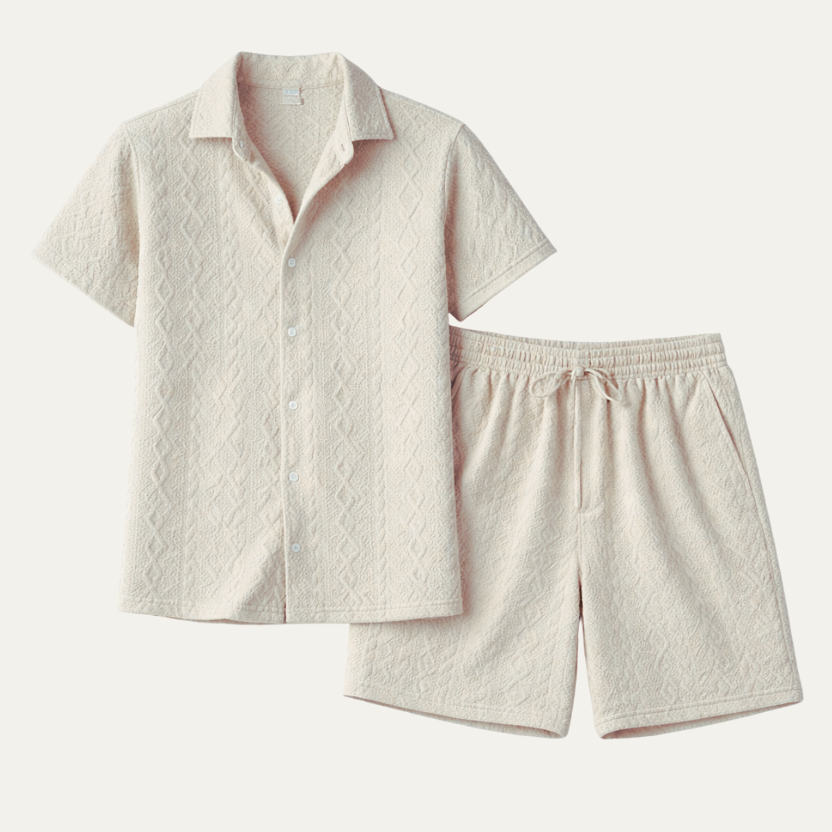 Mens Textured Summer Shirt And Shorts Set - Vonnera
