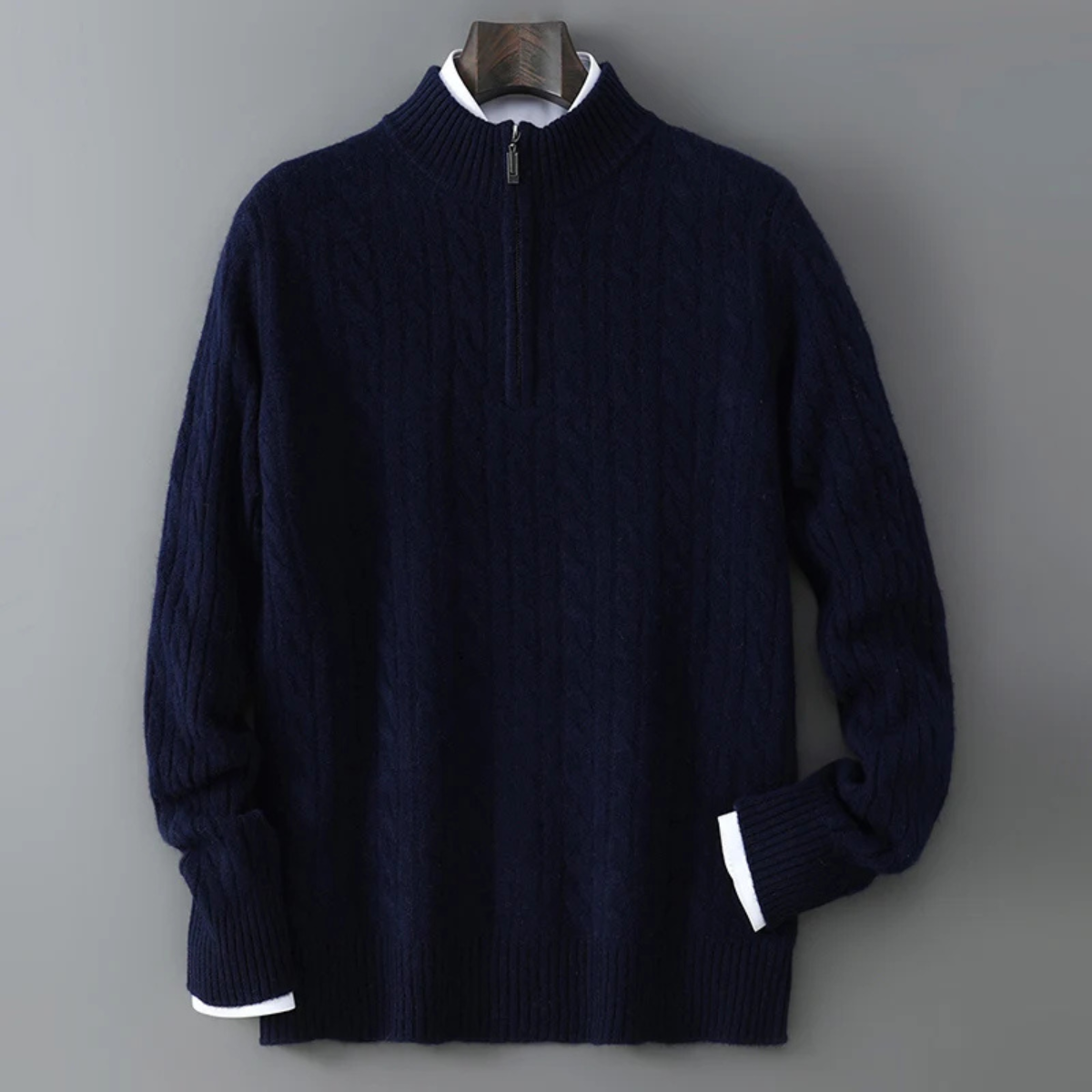Men's Mock Neck Half Zip Sweater Warm Knit