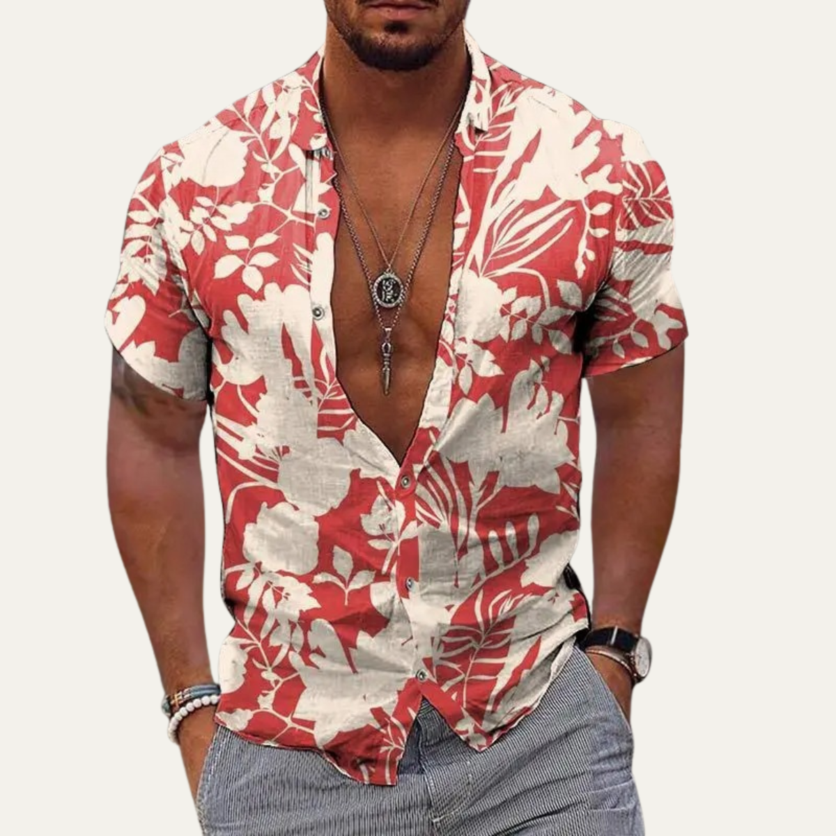 Men's Hawaiian Shirt Tropical Print Coconut Design