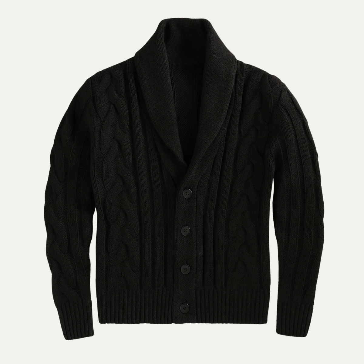 Men's Cable Knit Cardigan Shawl Collar Beige - Vonnera